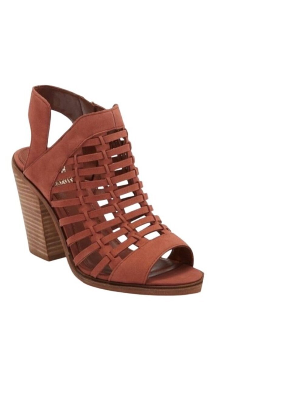 Vince Camuto Kessey Woven Brown Leather Heeled Sandal Women's Size 12 Bohemian